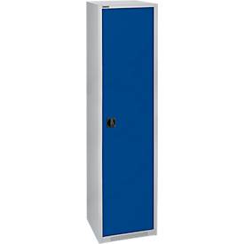 Schäfer Shop Genius Flügeltürenschrank FS, Stahl, mit Belüftungslöchern, B 545 x T 520 x H 1950 mm, 5 OH, Weißalu/Enzianblau, bis 250 kg
