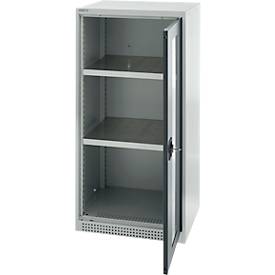 Schäfer Shop Genius Flügeltürenschrank FS, Stahl, Sichtfenster, Lüftungslöcher, B 545 x T 520 x H 1105 mm, 3 OH, Lichtgrau/Anthrazitgrau, bis 150 kg