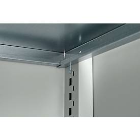 Schäfer Shop Genius Flügeltürenschrank FS, Stahl, Sichtfenster, Lüftungslöcher, B 545 x T 520 x H 1950 mm, 5 OH, Lichtgrau/Anthrazitgrau, bis 250 kg 