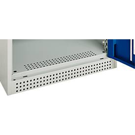 Schäfer Shop Genius Flügeltürenschrank FS, Stahl, Sichtfenster, Lüftungslöcher, B 545 x T 520 x H 1950 mm, 5 OH, Lichtgrau/Enzianblau, bis 250 kg 
