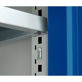 Schäfer Shop Genius Flügeltürenschrank FS, Stahl, Sichtfenster, Lüftungslöcher, B 545 x T 520 x H 1950 mm, 5 OH, Lichtgrau/Enzianblau, bis 250 kg 