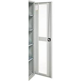 Schäfer Shop Genius Flügeltürenschrank FS, Stahl, Sichtfenster, Lüftungslöcher, B 545 x T 520 x H 1950 mm, 5 OH, Lichtgrau/Lichtgrau, bis 250 kg 