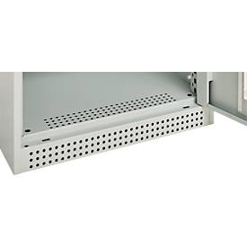 Schäfer Shop Genius Flügeltürenschrank FS, Stahl, Sichtfenster, Lüftungslöcher, B 545 x T 520 x H 1950 mm, 5 OH, Lichtgrau/Lichtgrau, bis 250 kg 
