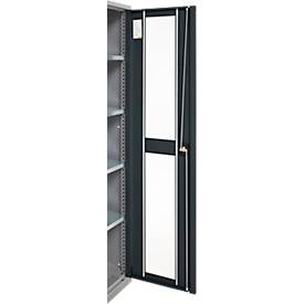 Schäfer Shop Genius Flügeltürenschrank FS, Stahl, Sichtfenster, Lüftungslöcher, B 545 x T 520 x H 1950 mm, 5 OH, Weißalu/Anthrazitgrau, bis 250 kg 