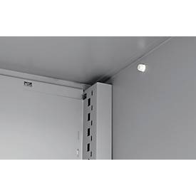 Schäfer Shop Genius Flügeltürenschrank FS, Stahl, Sichtfenster, Lüftungslöcher, B 545 x T 520 x H 1950 mm, 5 OH, Weißalu/Enzianblau, bis 250 kg 
