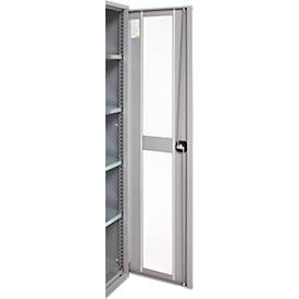 Schäfer Shop Genius Flügeltürenschrank FS, Stahl, Sichtfenster, Lüftungslöcher, B 545 x T 520 x H 1950 mm, 5 OH, Weißalu/Weißalu, bis 250 kg 