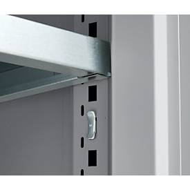 Schäfer Shop Genius Flügeltürenschrank FS, Stahl, Sichtfenster, Lüftungslöcher, B 545 x T 520 x H 1950 mm, 5 OH, Weißalu/Weißalu, bis 250 kg 