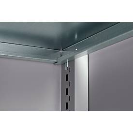 Schäfer Shop Genius Flügeltürenschrank FS, Stahl, Sichtfenster, Lüftungslöcher, B 545 x T 520 x H 1950 mm, 5 OH, Weißalu/Weißalu, bis 250 kg 