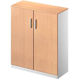 Schäfer Shop Genius Flügeltürenschrank TETRIS SOLID, 3 OH, B 800 mm, abschließbar, mit Abdeckplatte, Buche-Dekor/weißalu