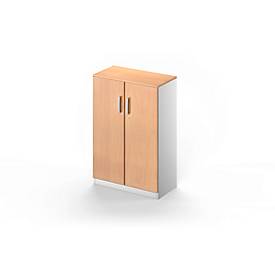 Schäfer Shop Genius Flügeltürenschrank TETRIS SOLID, 3 OH, B 800 x H 1170 mm, 2 Böden, Buche/weißalu