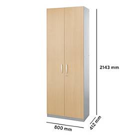 Schäfer Shop Genius Flügeltürenschrank TETRIS SOLID, Stahlkorpus, 5 OH, B 800 mm, abschließbar, Ahorn/weißalu