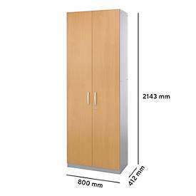 Schäfer Shop Genius Flügeltürenschrank TETRIS SOLID, Stahlkorpus, 5 OH, B 800 mm, abschließbar, Buche/weißalu