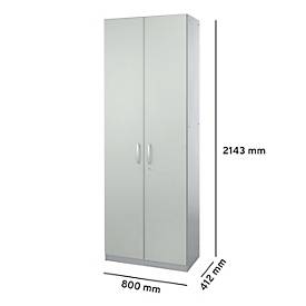 Schäfer Shop Genius Flügeltürenschrank TETRIS SOLID, Stahlkorpus, 5 OH, B 800 mm, abschliessbar, lichtgrau/weissalu 
