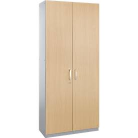 Schäfer Shop Genius Flügeltürenschrank TETRIS SOLID, Stahlkorpus, 6 OH, B 1000 mm, abschließbar, Ahorn-Dekor/weißalu 