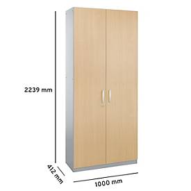 Schäfer Shop Genius Flügeltürenschrank TETRIS SOLID, Stahlkorpus, 6 OH, B 1000 mm, abschließbar, Ahorn-Dekor/weißalu 