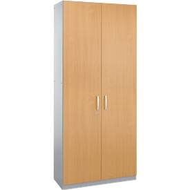 Schäfer Shop Genius Flügeltürenschrank TETRIS SOLID, Stahlkorpus, 6 OH, B 1000 mm, abschließbar, Buche-Dekor/weißalu 