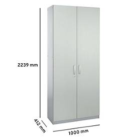 Schäfer Shop Genius Flügeltürenschrank TETRIS SOLID, Stahlkorpus, 6 OH, B 1000 mm, abschließbar, lichtgrau/weißalu 