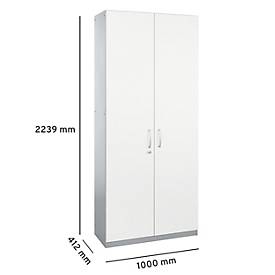 Schäfer Shop Genius Flügeltürenschrank TETRIS SOLID, Stahlkorpus, 6 OH, B 1000 mm, abschließbar, weiß/weißalu 