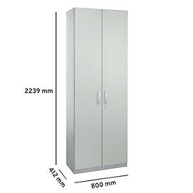 Schäfer Shop Genius Flügeltürenschrank TETRIS SOLID, Stahlkorpus, 6 OH, B 800 mm, abschließbar, lichtgrau/weißalu 