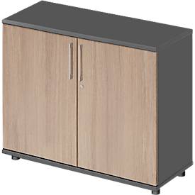 Schäfer Shop Genius Flügeltürenschrank TETRIS WOOD, 2 OH, Höhe inkl. Gleiter, B 1000 mm, graphit/Eiche