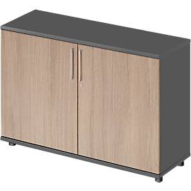 Schäfer Shop Genius Flügeltürenschrank TETRIS WOOD, 2 OH, Höhe inkl. Gleiter, B 1200 mm, graphit/Eiche