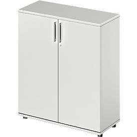 Schäfer Shop Genius Flügeltürenschrank TETRIS WOOD, 3 OH, Höhe inkl. Gleiter, B 1000 mm, lichtgrau