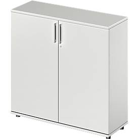 Schäfer Shop Genius Flügeltürenschrank TETRIS WOOD, 3 OH, Höhe inkl. Gleiter, B 1200 mm, lichtgrau