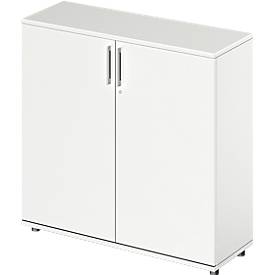 Schäfer Shop Genius Flügeltürenschrank TETRIS WOOD, 3 OH, Höhe inkl. Gleiter, B 1200 mm, weiß