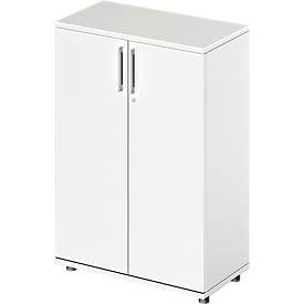 Schäfer Shop Genius Flügeltürenschrank TETRIS WOOD, 3 OH, Höhe inkl. Gleiter, B 800 mm, weiß