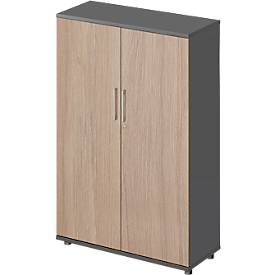 Schäfer Shop Genius Flügeltürenschrank TETRIS WOOD, 4 OH, Höhe inkl. Gleiter, B 1000 mm, graphit