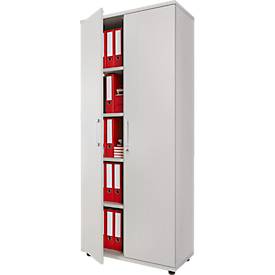 Schäfer Shop Genius Flügeltürenschrank TETRIS WOOD, 5 OH, Höhe inkl. Gleiter, B 800 mm, lichtgrau