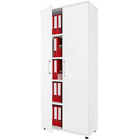 Schäfer Shop Genius Flügeltürenschrank TETRIS WOOD, 5 OH, Höhe inkl. Gleiter, B 800 mm, weiß