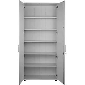 Schäfer Shop Genius Flügeltürenschrank TETRIS WOOD, 6 OH, Höhe inkl. Gleiter, B 800 mm, lichtgrau 