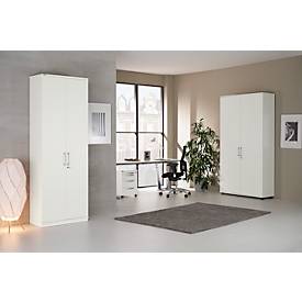 Schäfer Shop Genius Flügeltürenschrank TETRIS WOOD, 6 OH, Höhe inkl. Gleiter, B 800 mm, weiß