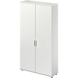 Schäfer Shop Genius Flügeltürenschrank TETRIS WOOD, 6 OH, Höhe inkl. Gleiter, Mitteltrennwand, B 1200 mm, lichtgrau