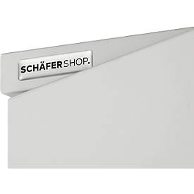 Schäfer Shop Genius Flügeltürenschrank TETRIS WOOD, 6 OH, Höhe inkl. Gleiter, Mitteltrennwand, B 1200 mm, lichtgrau