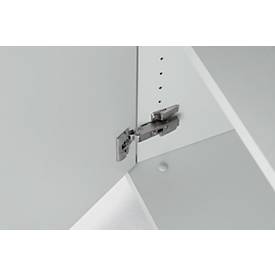 Schäfer Shop Genius Flügeltürenschrank TETRIS WOOD, 6 OH, Höhe inkl. Gleiter, Mitteltrennwand, B 1200 mm, lichtgrau