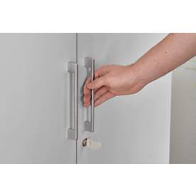 Schäfer Shop Genius Flügeltürenschrank TETRIS WOOD, inkl. Gleiter, B 1000 x T 421 x H 2270 mm (6 OH), lichtgrau, 2 Stück