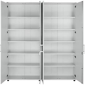 Schäfer Shop Genius Flügeltürenschrank TETRIS WOOD, inkl. Gleiter, B 1000 x T 421 x H 2270 mm (6 OH), lichtgrau, 2 Stück