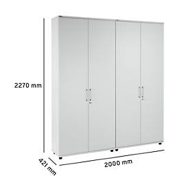 Schäfer Shop Genius Flügeltürenschrank TETRIS WOOD, inkl. Gleiter, B 1000 x T 421 x H 2270 mm (6 OH), lichtgrau, 2 Stück