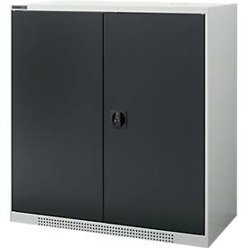 Schäfer Shop Genius Flügeltürschrank FS, Stahl, mit Belüftungslöchern, B 1055 x T 420 x H 1105 mm, 3 OH, lichtgrau/anthrazitgrau, bis 450 kg