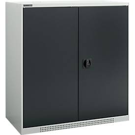 Schäfer Shop Genius Flügeltürschrank FS, Stahl, mit Belüftungslöchern, B 1055 x T 420 x H 1105 mm, 3 OH, lichtgrau/anthrazitgrau, bis 450 kg