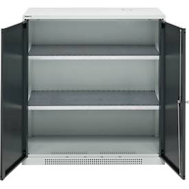 Schäfer Shop Genius Flügeltürschrank FS, Stahl, mit Belüftungslöchern, B 1055 x T 420 x H 1105 mm, 3 OH, lichtgrau/anthrazitgrau, bis 450 kg
