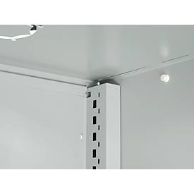 Schäfer Shop Genius Flügeltürschrank FS, Stahl, mit Belüftungslöchern, B 1055 x T 420 x H 1105 mm, 3 OH, lichtgrau/enzianblau, bis 450 kg