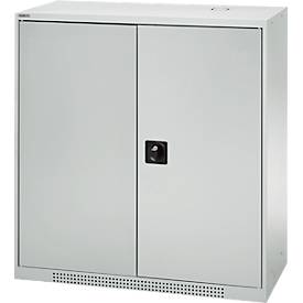 Schäfer Shop Genius Flügeltürschrank FS, Stahl, mit Belüftungslöchern, B 1055 x T 420 x H 1105 mm, 3 OH, lichtgrau/lichtgrau, bis 450 kg