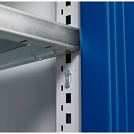 Schäfer Shop Genius Flügeltürschrank FS, Stahl, mit Belüftungslöchern, B 1055 x T 420 x H 1105 mm, 3 OH, weißaluminium/enzianblau, bis 450 kg