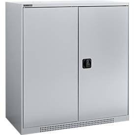 Schäfer Shop Genius Flügeltürschrank FS, Stahl, mit Belüftungslöchern, B 1055 x T 420 x H 1105 mm, 3 OH, weißaluminium/weißaluminium, bis 450 kg