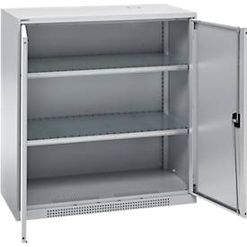 Schäfer Shop Genius Flügeltürschrank FS, Stahl, mit Belüftungslöchern, B 1055 x T 420 x H 1105 mm, 3 OH, weißaluminium/weißaluminium, bis 450 kg