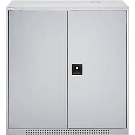 Schäfer Shop Genius Flügeltürschrank FS, Stahl, mit Belüftungslöchern, B 1055 x T 420 x H 1105 mm, 3 OH, weißaluminium/weißaluminium, bis 450 kg