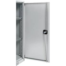Schäfer Shop Genius Flügeltürschrank FS, Stahl, mit Belüftungslöchern, B 1055 x T 420 x H 1105 mm, 3 OH, weißaluminium/weißaluminium, bis 450 kg